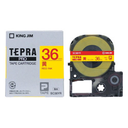 テプラPROテープカートリッジ カラーラベル（パステル） 黄テープ/赤文字 36mm