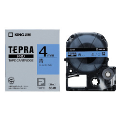 テプラPROテープカートリッジ カラーラベル（パステル） 青テープ/黒文字 4mm