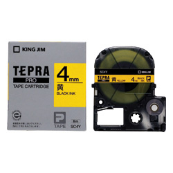 テプラPROテープカートリッジ カラーラベル（パステル） 黄テープ/黒文字 4mm