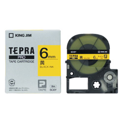 テプラPROテープカートリッジ カラーラベル（パステル） 黄テープ/黒文字 6mm