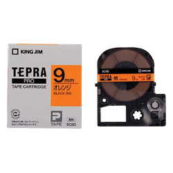 テプラPROテープカートリッジ カラーラベル（パステル） オレンジ/黒文字 9mm