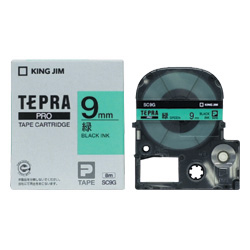 テプラPROテープカートリッジ カラーラベル（パステル） 緑テープ/黒文字 9mm