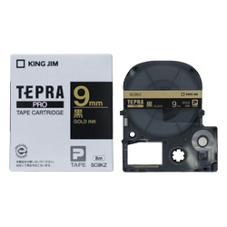 テプラPROテープカートリッジ カラーラベル（パステル） 黒テープ/金文字 9mm