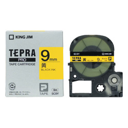 テプラPROテープカートリッジ カラーラベル（パステル） 黄テープ/黒文字 9mm