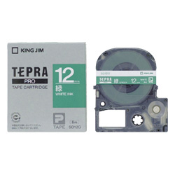 テプラPROテープカートリッジ カラーラベル（ビビッド） 緑テープ/白文字 12mm