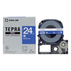 テプラPROテープカートリッジ カラーラベル（ビビッド） 青テープ/白文字 24mm