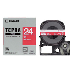 テプラPROテープカートリッジ カラーラベル（ビビッド） 赤テープ/白文字 24mm