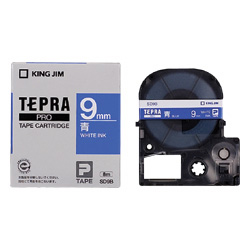 「テプラ」PROテープカートリッジ ビビッド（青）/白文字 9mm