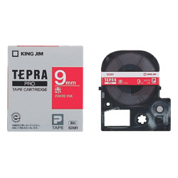 「テプラ」PROテープカートリッジ ビビッド（赤）/白文字 9mm