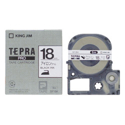 「テプラ」PROテープカートリッジ アイロンラベル 白/黒文字 18mm
