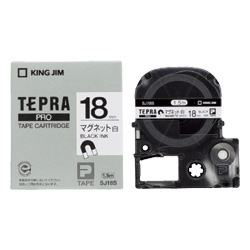 「テプラ」PROテープカートリッジ マグネットテープ 白/黒文字 18mm