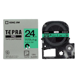「テプラ」PROテープカートリッジ マグネットテープ 緑/黒文字 24mm