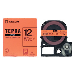 「テプラ」PROテープカートリッジ カラーラベル（蛍光色） オレンジ/黒文字 12mm