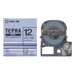 テプラPROテープカートリッジ カラーラベル（メタリック） 銀テープ/黒文字 12mm