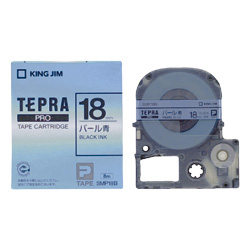 テプラPROテープカートリッジ カラーラベル（パール） 青テープ/黒文字 18mm