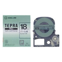 テプラPROテープカートリッジ カラーラベル（パール） 緑テープ/黒文字 18mm