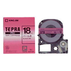 テプラPROテープカートリッジ カラーラベル（パール） 赤テープ/黒文字 18mm