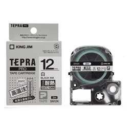 「テプラ」PROテープカートリッジ 耐熱ラベル 白/黒文字 12mm