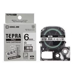 「テプラ」PROテープカートリッジ 耐熱ラベル 白/黒文字 6mm