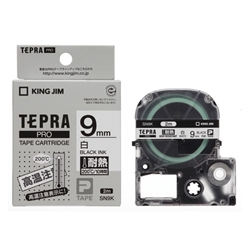 「テプラ」PROテープカートリッジ 耐熱ラベル 白/黒文字 9mm