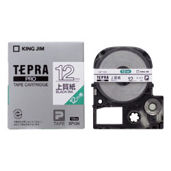 「テプラ」PROテープカートリッジ 上質紙ラベル 黒文字 12mm
