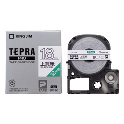 「テプラ」PROテープカートリッジ 上質紙ラベル 黒文字 18mm