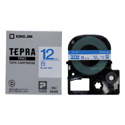 テプラPROテープカートリッジ 白テープ/青文字 12mm