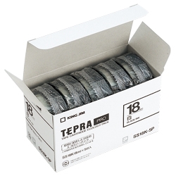 テプラPROテープカートリッジ エコパック（5個入り）白テープ/黒文字 18mm