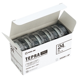 テプラPROテープカートリッジ エコパック（5個入り）白テープ/黒文字 24mm