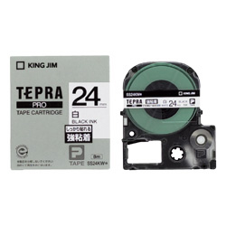 テプラPROテープカートリッジ 強粘着ラベル 白テープ/黒文字 24mm