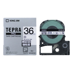 テプラPROテープカートリッジ 強粘着ラベル 白テープ/黒文字 36mm