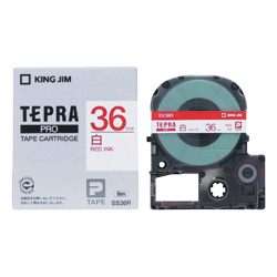 テプラPROテープカートリッジ 白テープ/赤文字 36mm