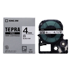 テプラPROテープカートリッジ 白テープ/黒文字 4mm