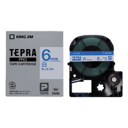 テプラPROテープカートリッジ 白テープ/青文字 6mm