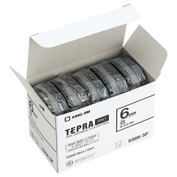 テプラPROテープカートリッジ エコパック（5個入り）白テープ/黒文字 6mm