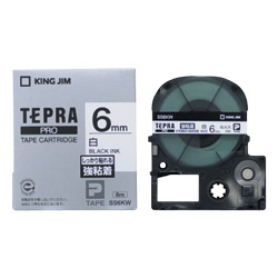 テプラPROテープカートリッジ 強粘着ラベル 白テープ/黒文字 6mm