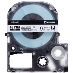 テプラPROテープカートリッジ キレイにはがせるラベル 白テープ/黒文字 9mm