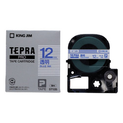 「テプラ」PROテープカートリッジ 透明ラベル 青文字 12mm