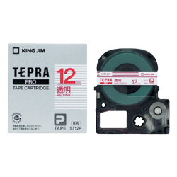 「テプラ」PROテープカートリッジ 透明ラベル 赤文字 12mm