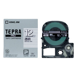「テプラ」PROテープカートリッジ 透明ラベル 白文字 12mm