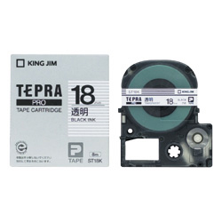 「テプラ」PROテープカートリッジ 透明ラベル 黒文字 18mm