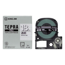 「テプラ」PROテープカートリッジ 透明ラベル 白文字 18mm