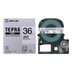 「テプラ」PROテープカートリッジ 透明ラベル 黒文字 36mm