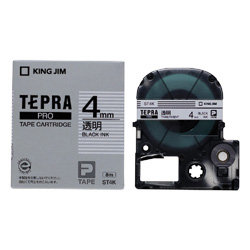 「テプラ」PROテープカートリッジ 透明ラベル 黒文字 4mm