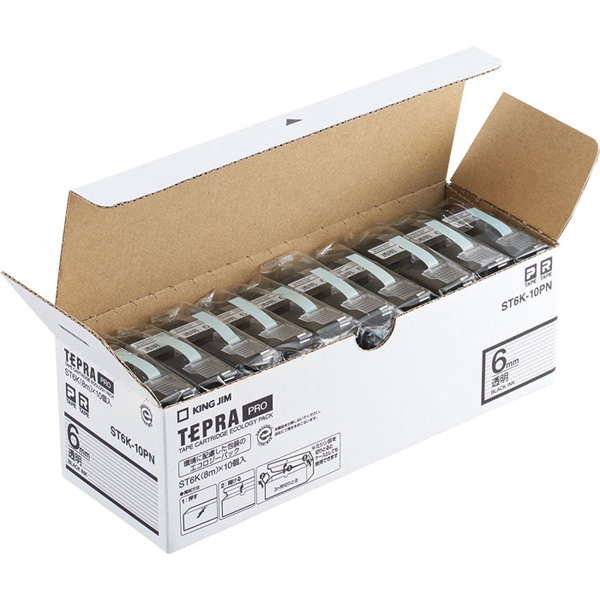 PROテープ エコパック 透明ラベル 6mm 10個パック