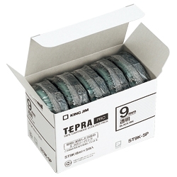 テプラPROテープカートリッジ エコパック（5個入り）透明テープ/黒文字 9mm