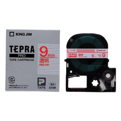 「テプラ」PROテープカートリッジ 透明ラベル 赤文字 9mm