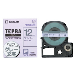 「テプラ」PROテープカートリッジ カラーラベル（ソフト） ラベンダー/グレー文字 12mm