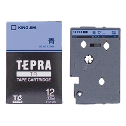 「テプラ」TRテープカートリッジ カラーラベル（パステル） 青/黒文字 12mm