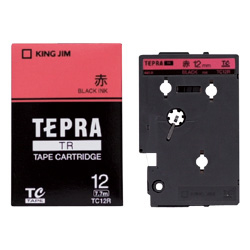 「テプラ」TRテープカートリッジ カラーラベル（パステル） 赤/黒文字 12mm